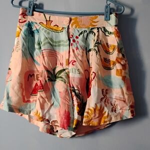 Paper Heart Linen Blend Multicolor Shorts L